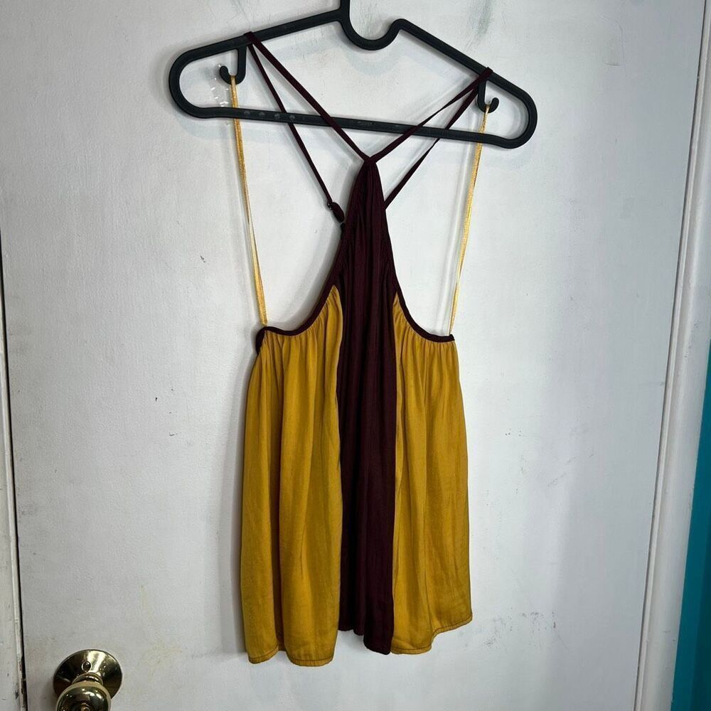 Banana Republic colorblock top in the maroon marigold